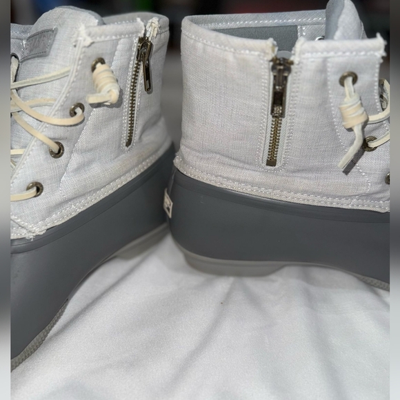 Sperry Saltwater Duck Grey Lace Up Round Toe Duck Boots STS80411 Women's Size 11 - Picture 10 of 11